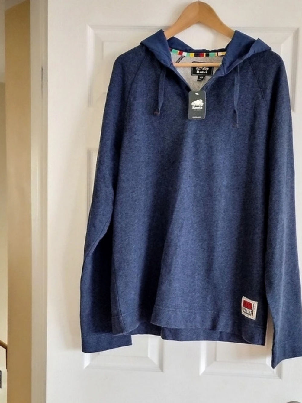 Roots Sunnyside Hooded Henley Blue Size Large Sweatshirt